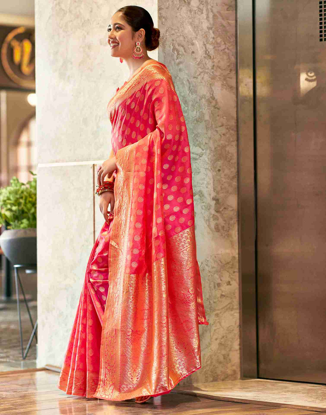 Pink Silk Weaving Saree