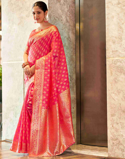 B1G1 Pink Silk Weaving Saree