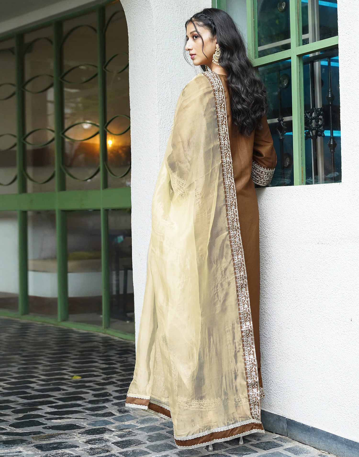 Mustard Silk Embroidery Straight Kurta Set With Dupatta