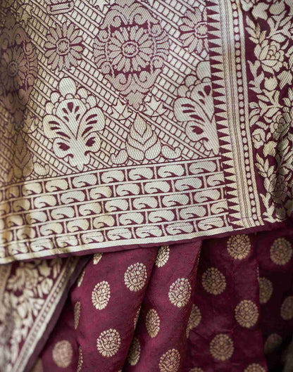 Dark Maroon Silk Weaving Saree