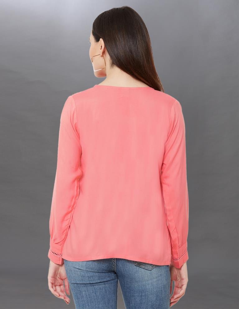 Splendiferous Pink Coloured Pleated Rayon Tops | Sudathi