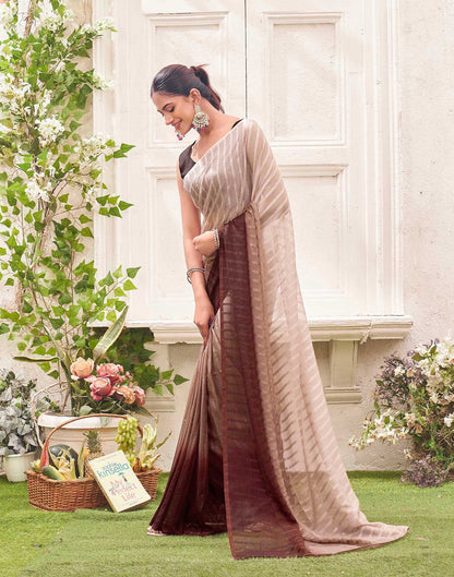 Ready To Wear Mauve Chiffon Ombre Zari Stripe Saree 