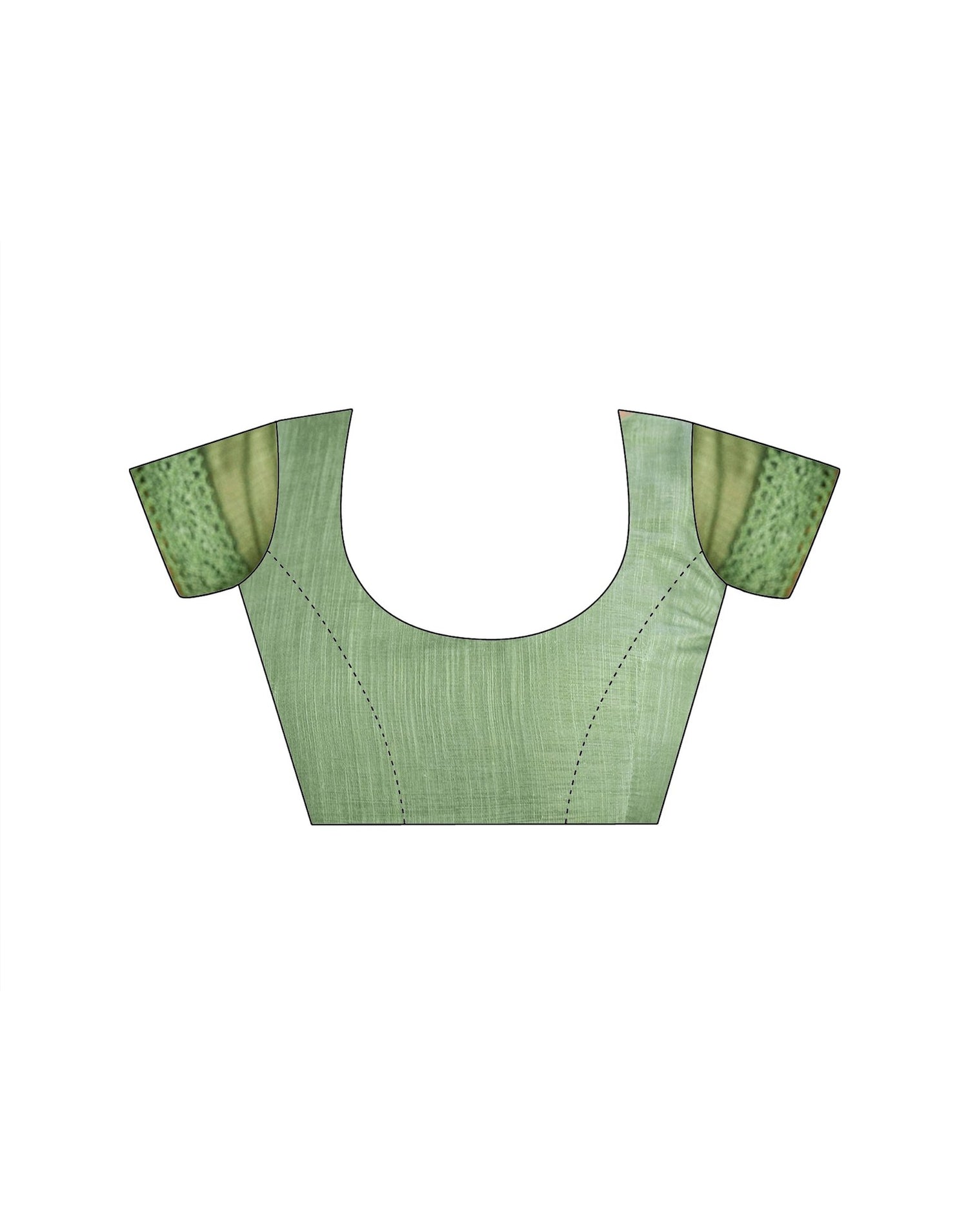 Ready To Wear Dark Pista Green Linen Ombre Lace Saree With Pocket