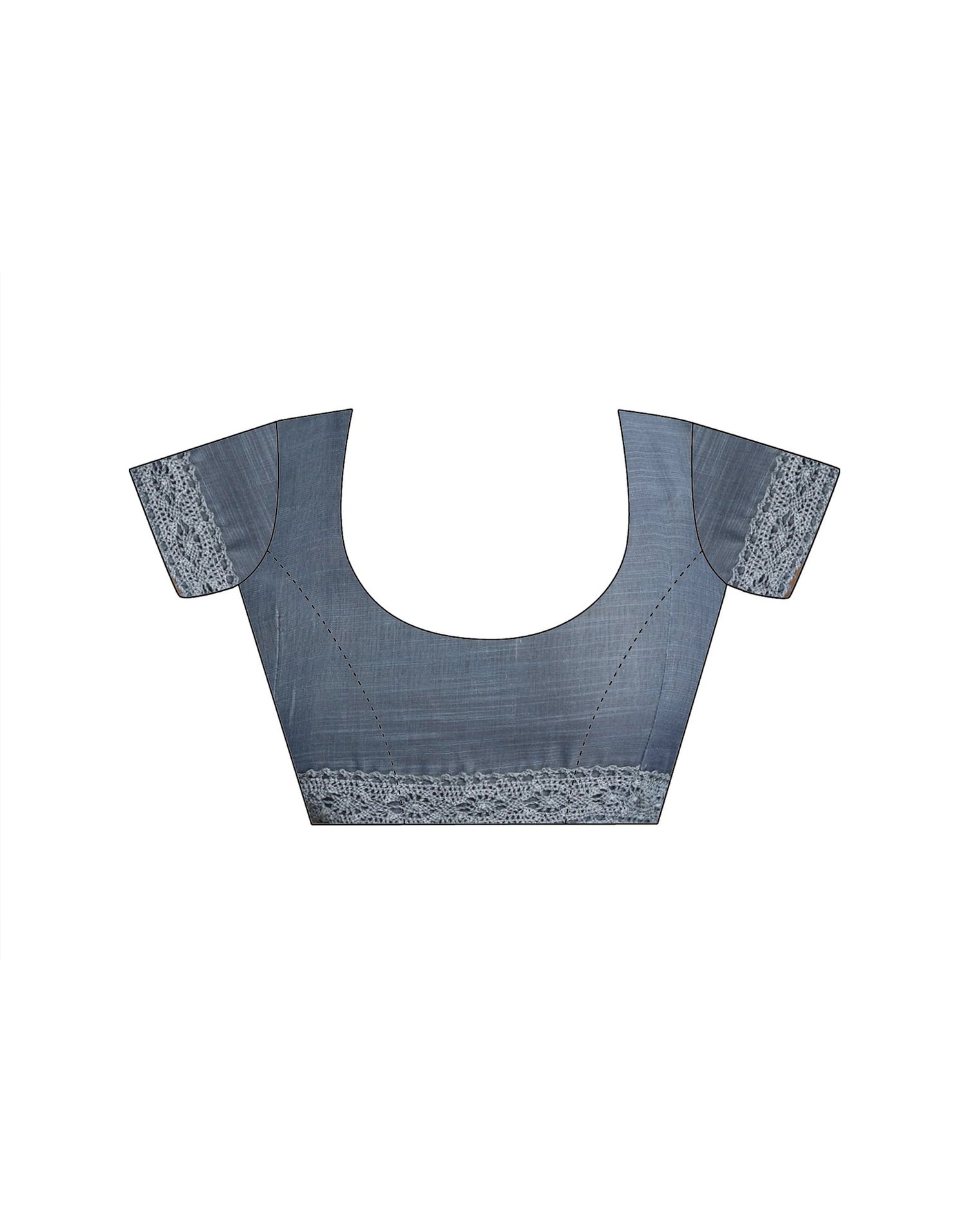 Ready To Wear Dark Grey Linen Ombre Lace Saree With Pocket