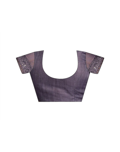 Ready To Wear Dusty Purple Linen Ombre Lace Saree With Pocket