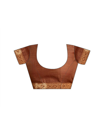 Ready To Wear Brown Linen Ombre Lace Saree With Pocket