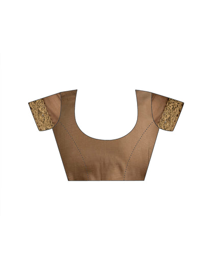 Ready To Wear Brown Linen Ombre Lace Saree With Pocket