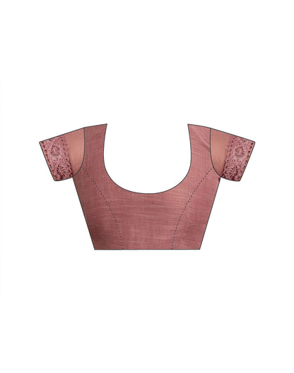 Ready To Wear Dusty Rose Pink Linen Ombre Lace Saree With Pocket