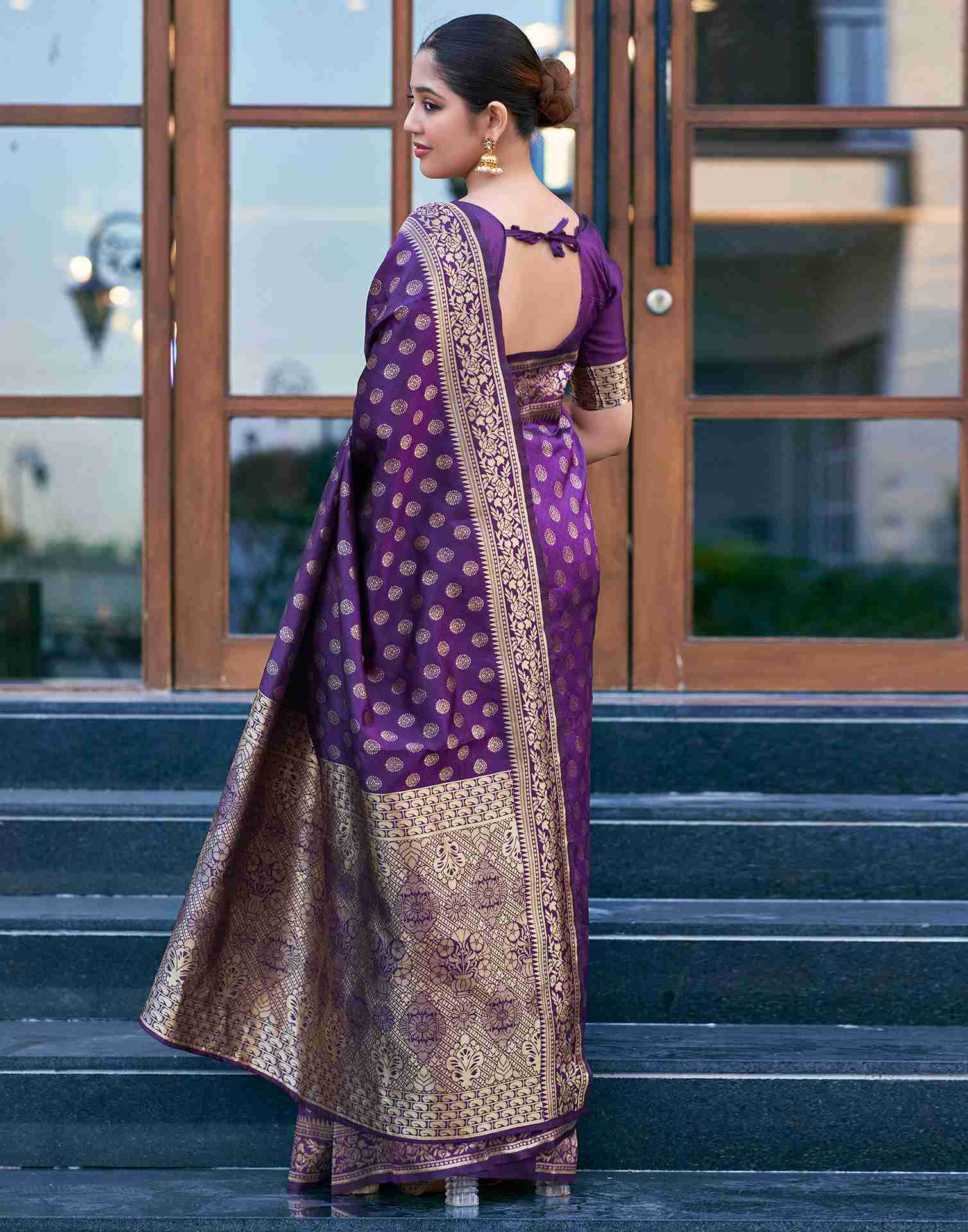 B1G1 Purple Banarasi Silk Saree