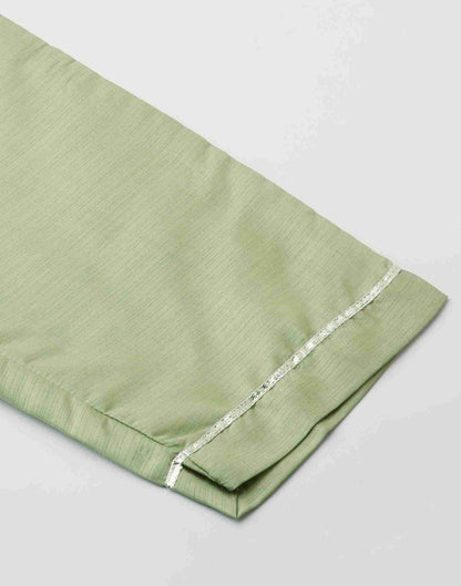 Light Green Embroidery Silk Straight Kurta With Pant And Dupatta