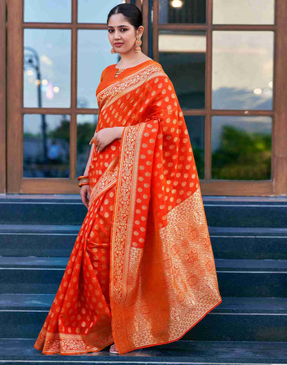 Orange Silk Weaving Saree