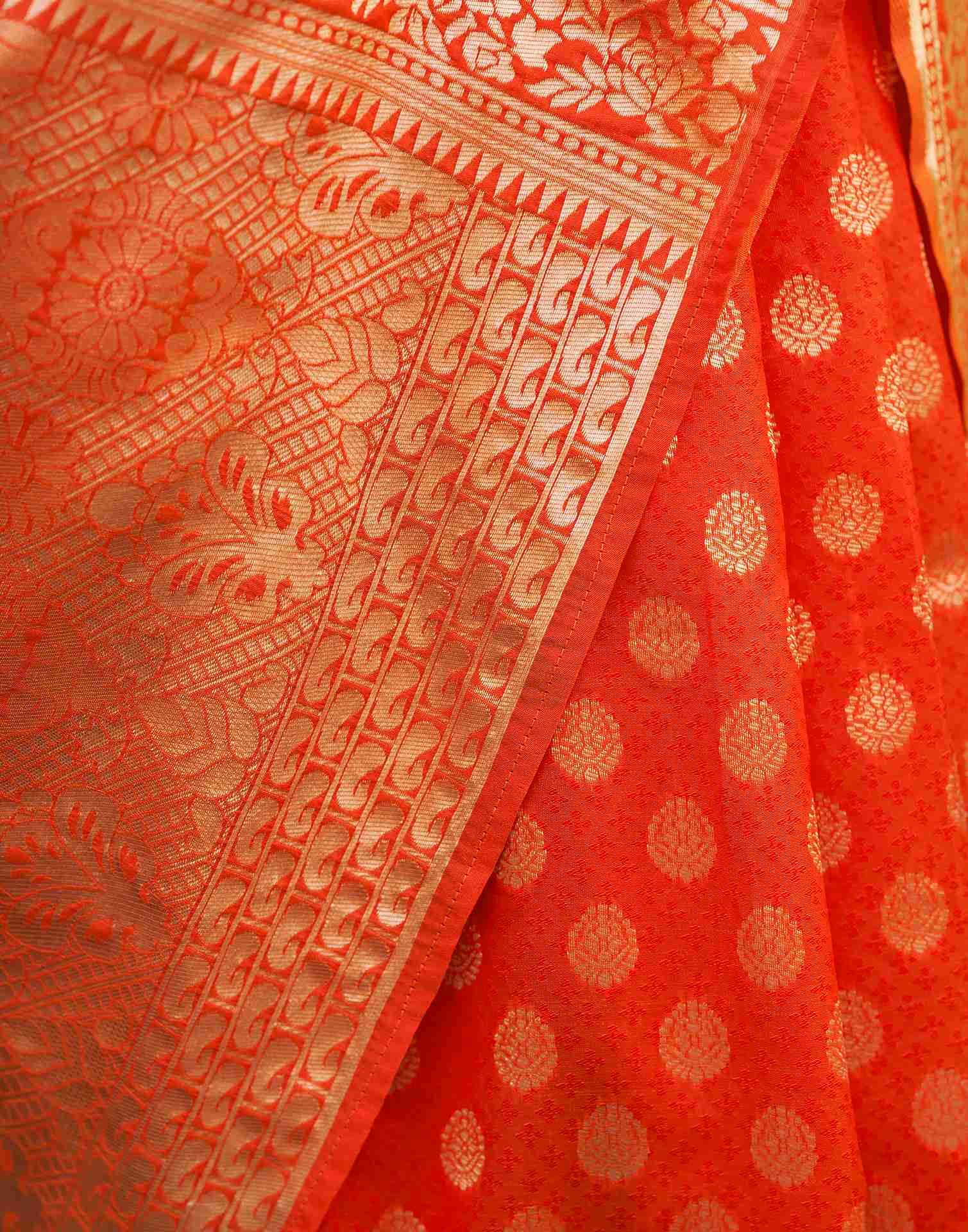 Orange Silk Weaving Saree