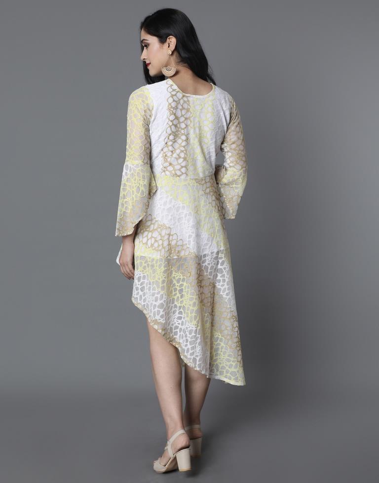 Yellow Coloured Net Russell Net Dress | Leemboodi