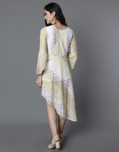 Yellow Coloured Net Russell Net Dress | Leemboodi