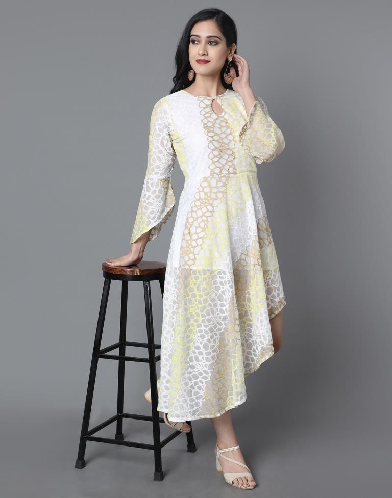 Yellow Coloured Net Russell Net Dress | Leemboodi