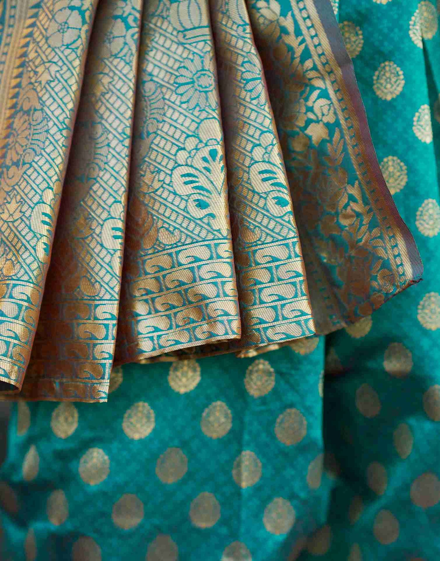 Teal Blue Silk Weaving Saree