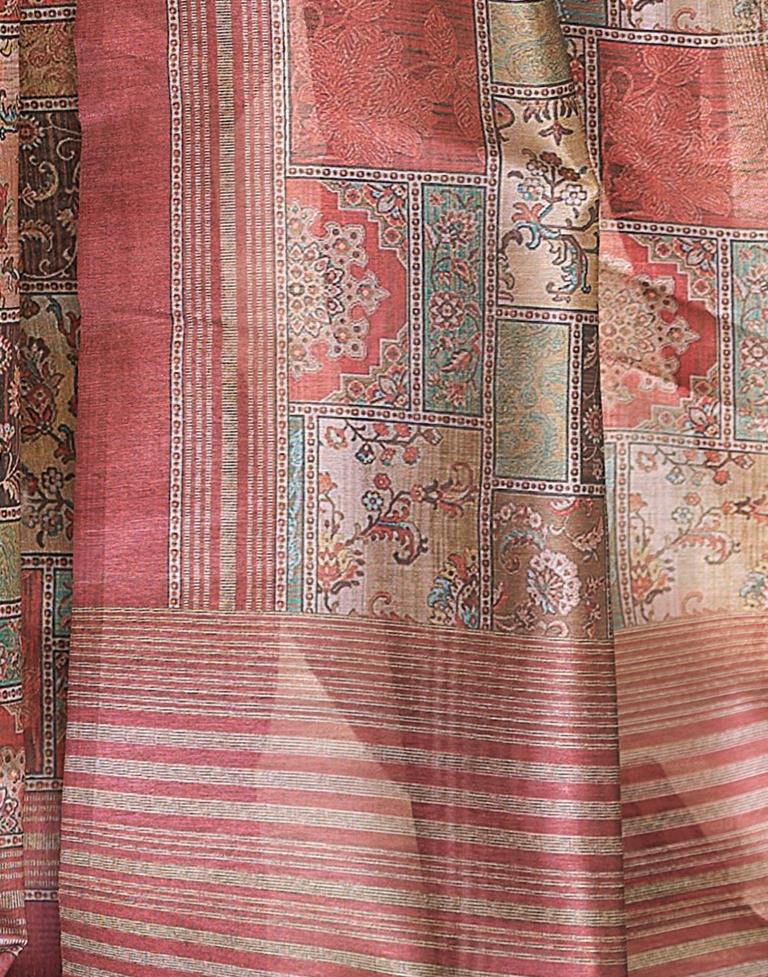 Ready to Wear Rust Silk Printed Saree