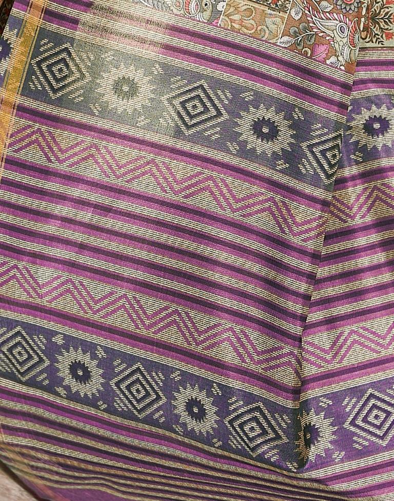 Ready to Wear Beige Silk Printed Saree