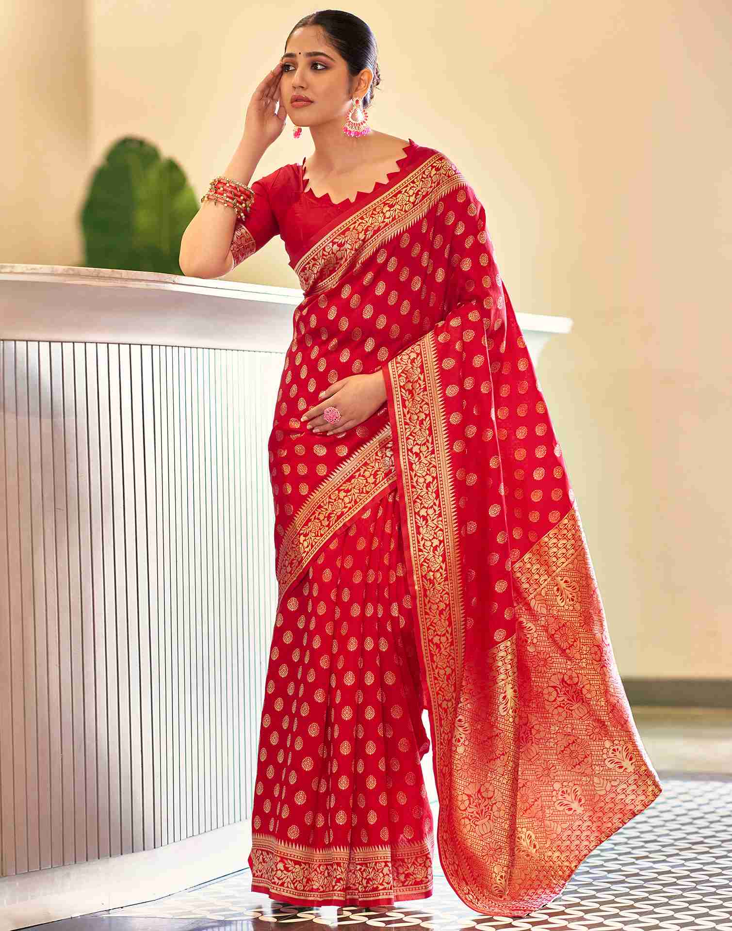 Red Silk Banarasi Saree