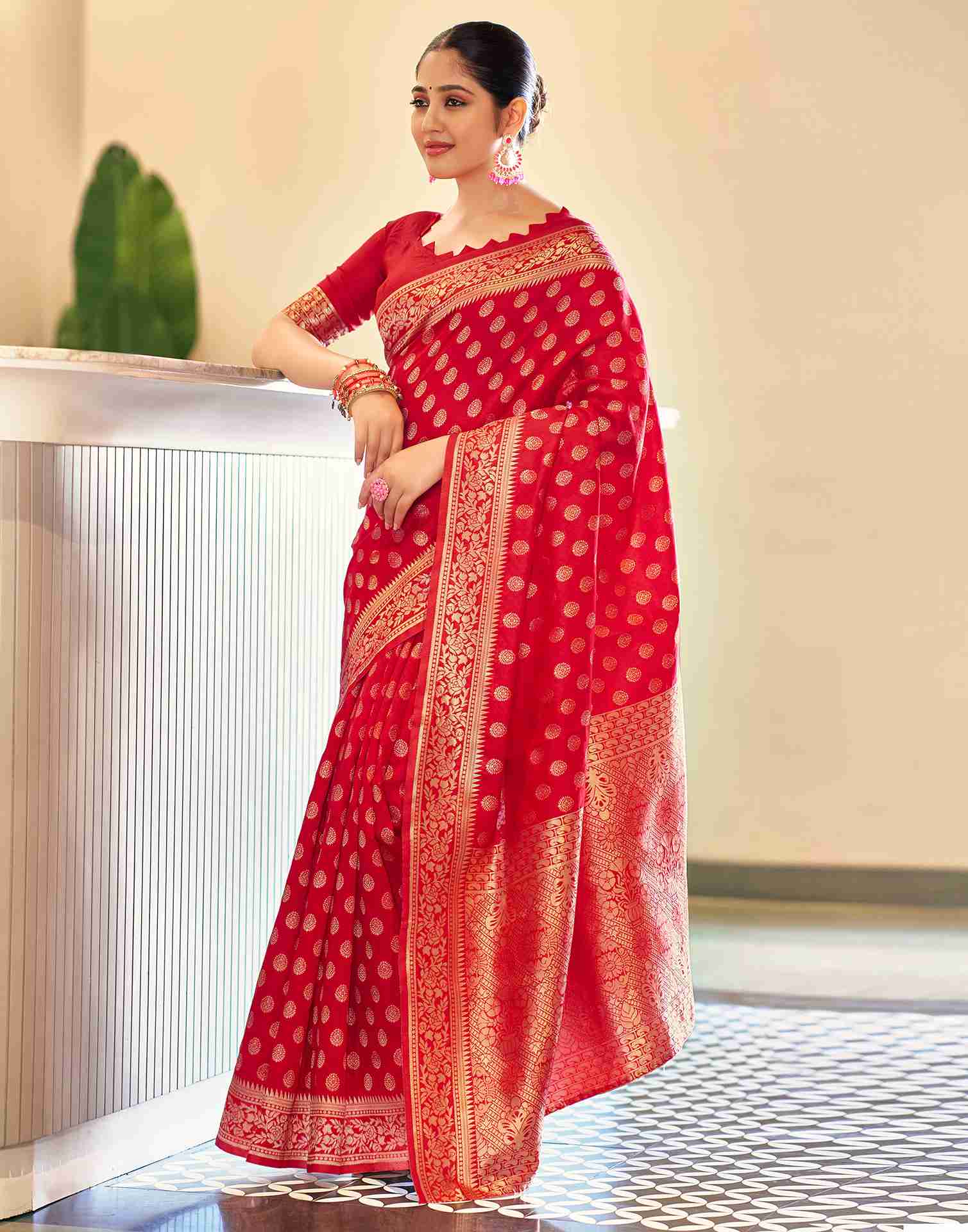 Red Silk Banarasi Saree