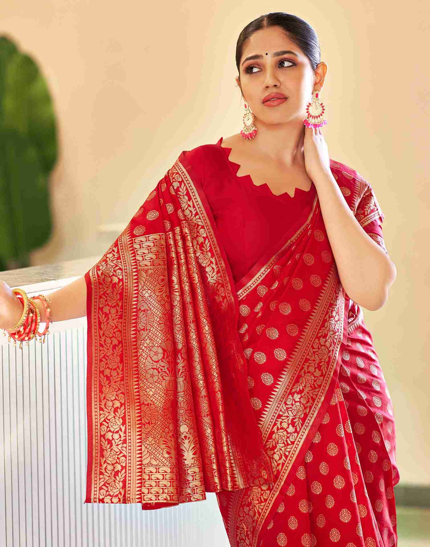 Red Silk Banarasi Saree