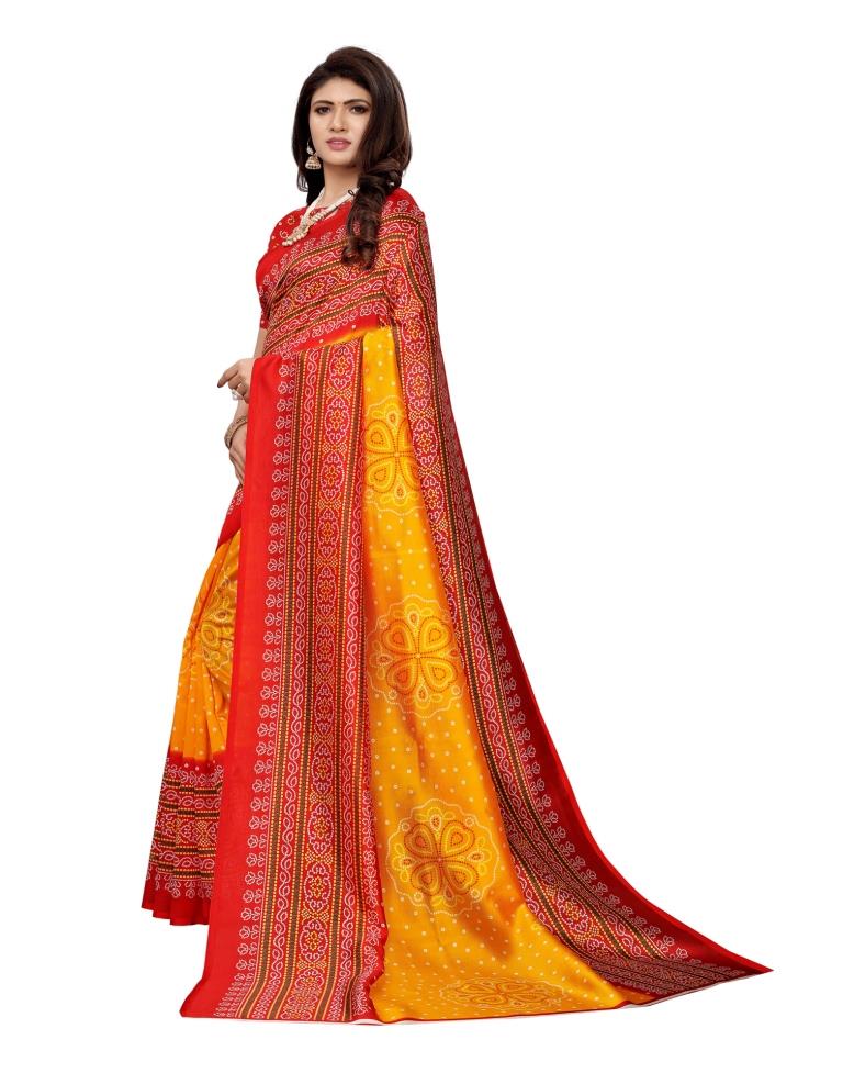 Yellow Coloured Poly Silk Bandhani Printed Saree | Sudathi