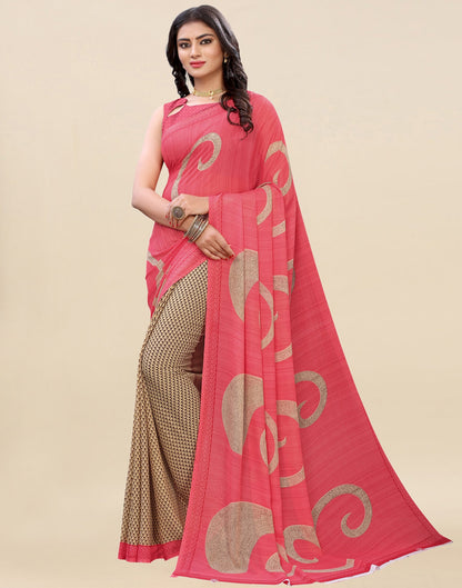 Peach Printed Saree | Sudathi