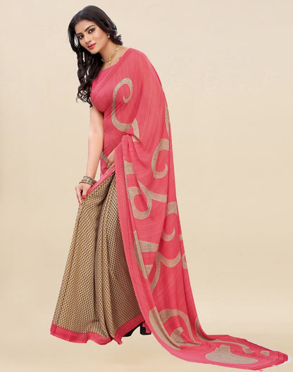 Peach Printed Saree | Sudathi