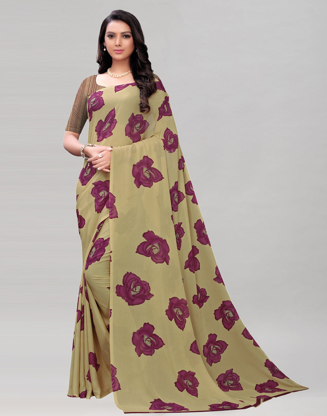 Beige Printed Saree | Sudathi