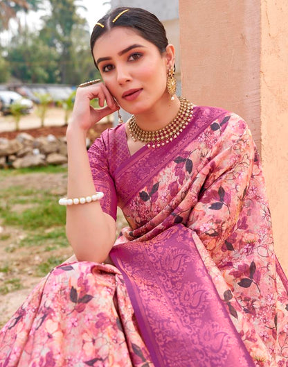 Ready to Wear Magenta Silk Printed Saree