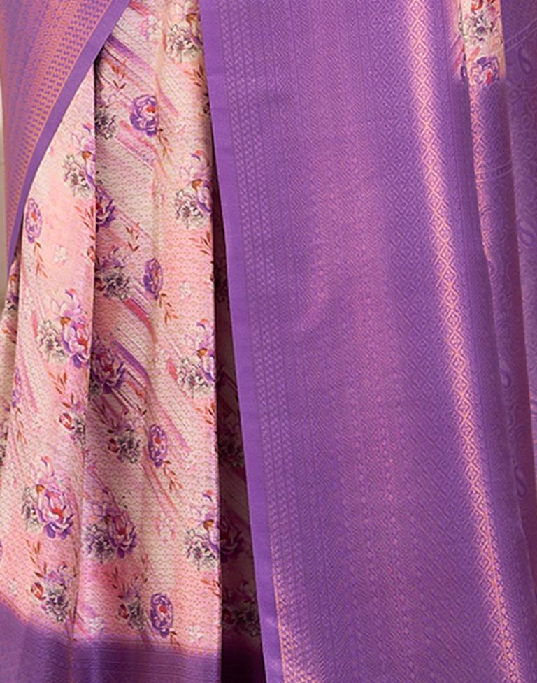 Ready to Wear Light Pink Silk Printed Saree