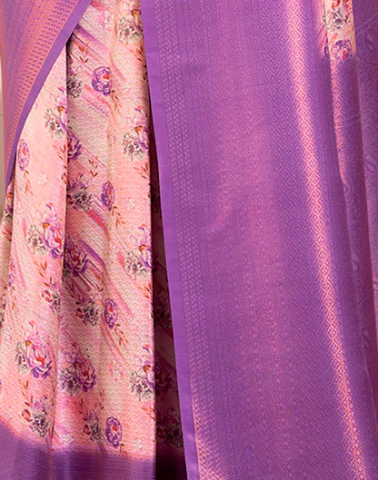 Ready to Wear Light Pink Silk Printed Saree