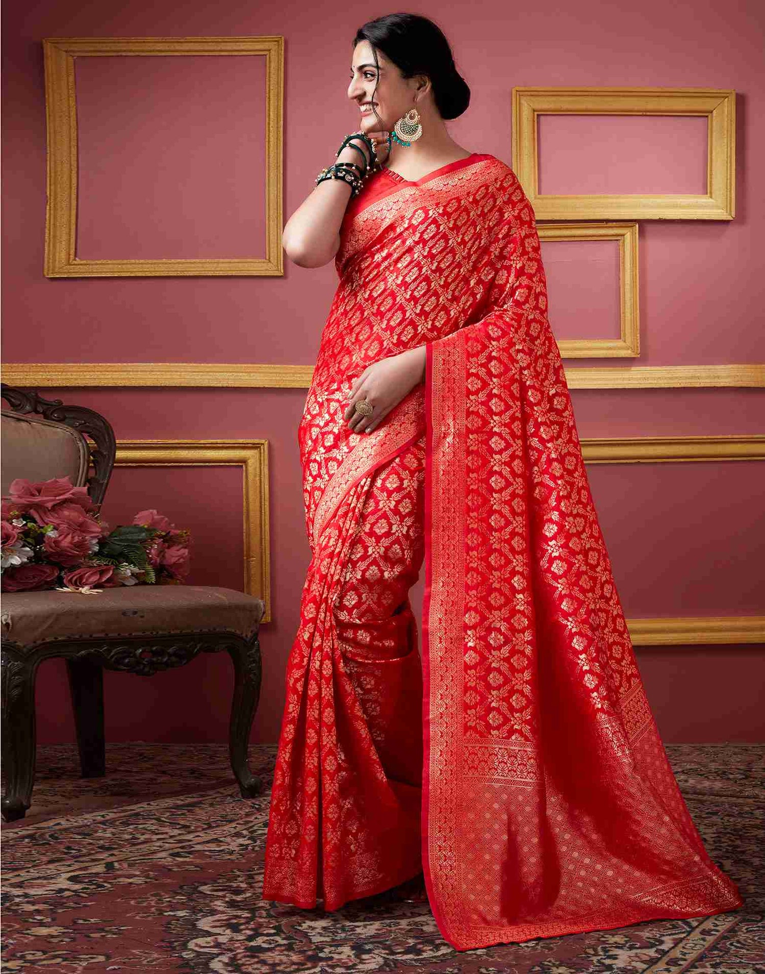 Red Banarasi Silk Saree