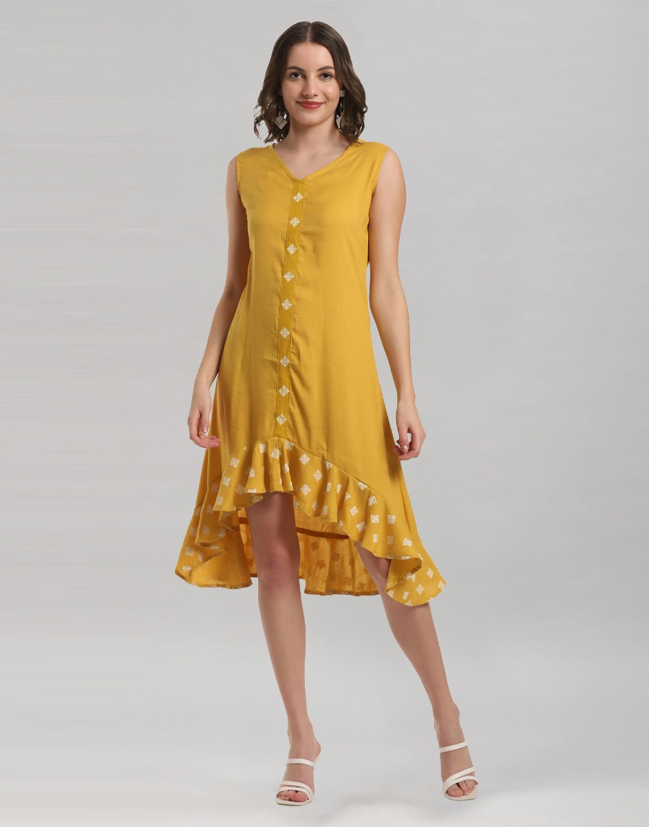 Mustard Yellow Ruffled Dress | Sudathi
