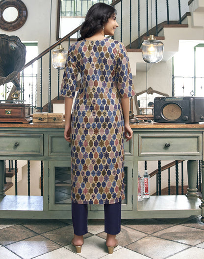 Multi Printed Rayon Straight Kurta Set With Dupatta