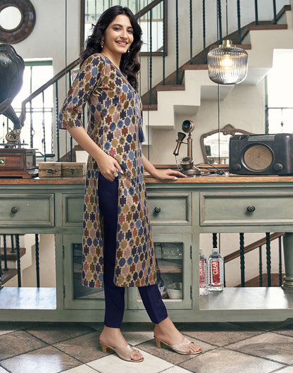 Multi Printed Rayon Straight Kurta Set With Dupatta