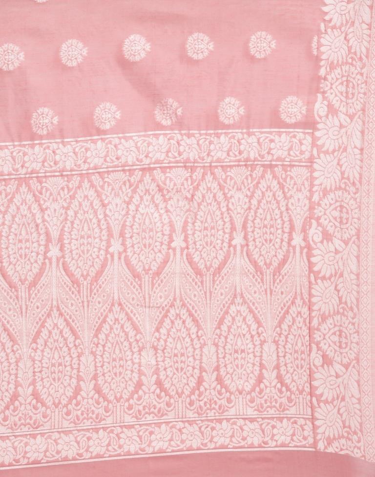 Peach Coloured Cotton Silk Jacquard Partywear saree | Sudathi