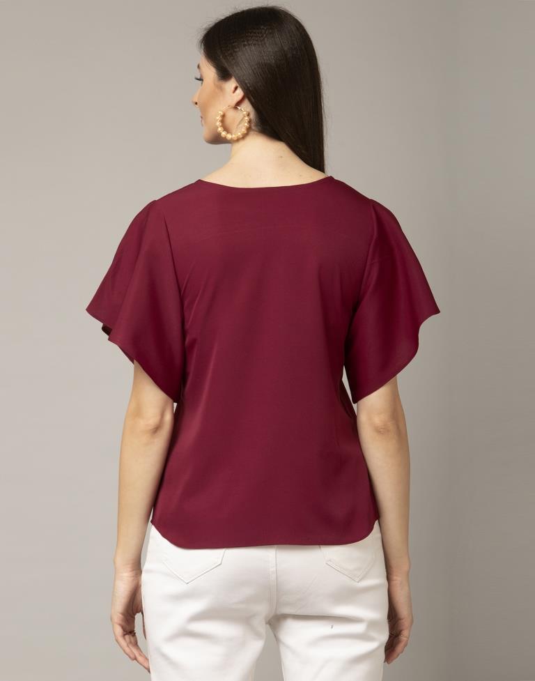Maroon Colored Crepe Dyed Top | Sudathi