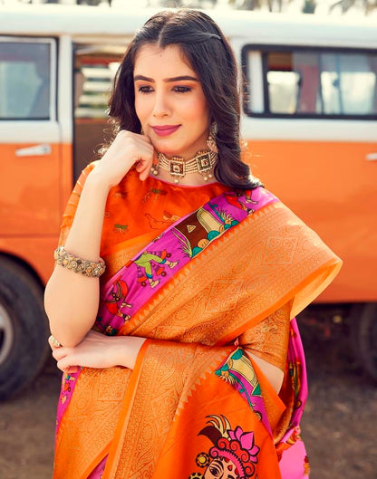 Ready to Wear Pink Silk Printed Saree