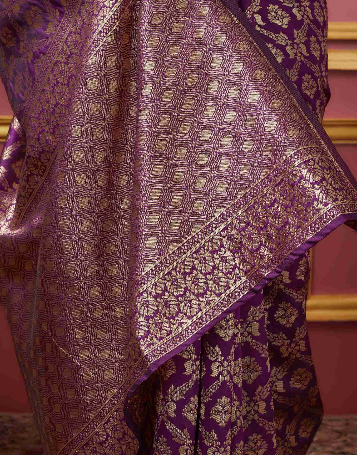 Dark Purple Banarasi Silk Saree