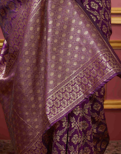 Dark Purple Banarasi Silk Saree