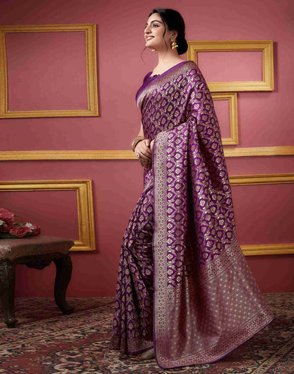 Dark Purple Banarasi Silk Saree