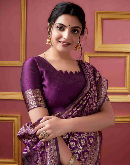 Dark Purple Banarasi Silk Saree