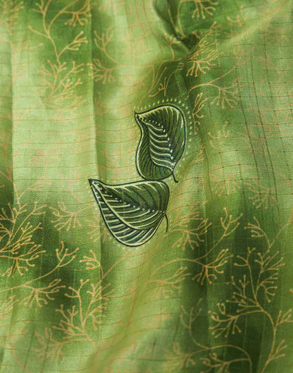 Ready To Wear Green Silk Printed Saree