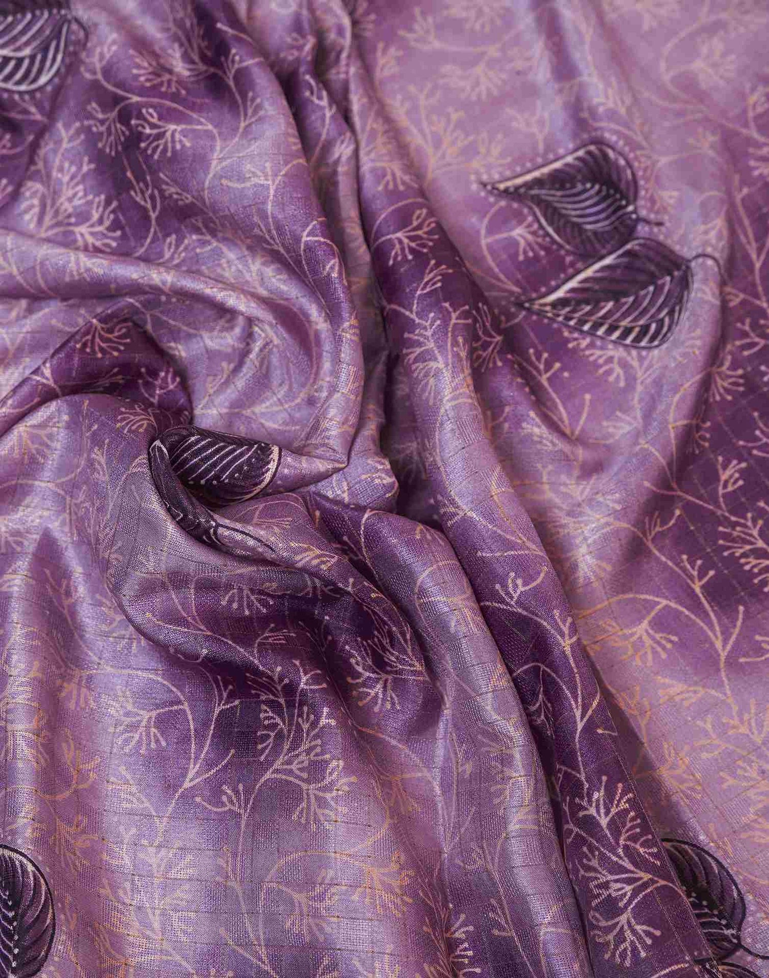 Ready To Wear Lavender Silk Printed Saree