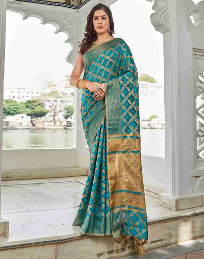 Green Coloured Banarasi Cotton Silk Saree