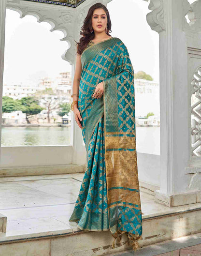 Green Coloured Banarasi Cotton Silk Saree