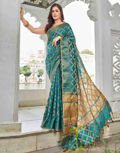 Green Coloured Banarasi Cotton Silk Saree