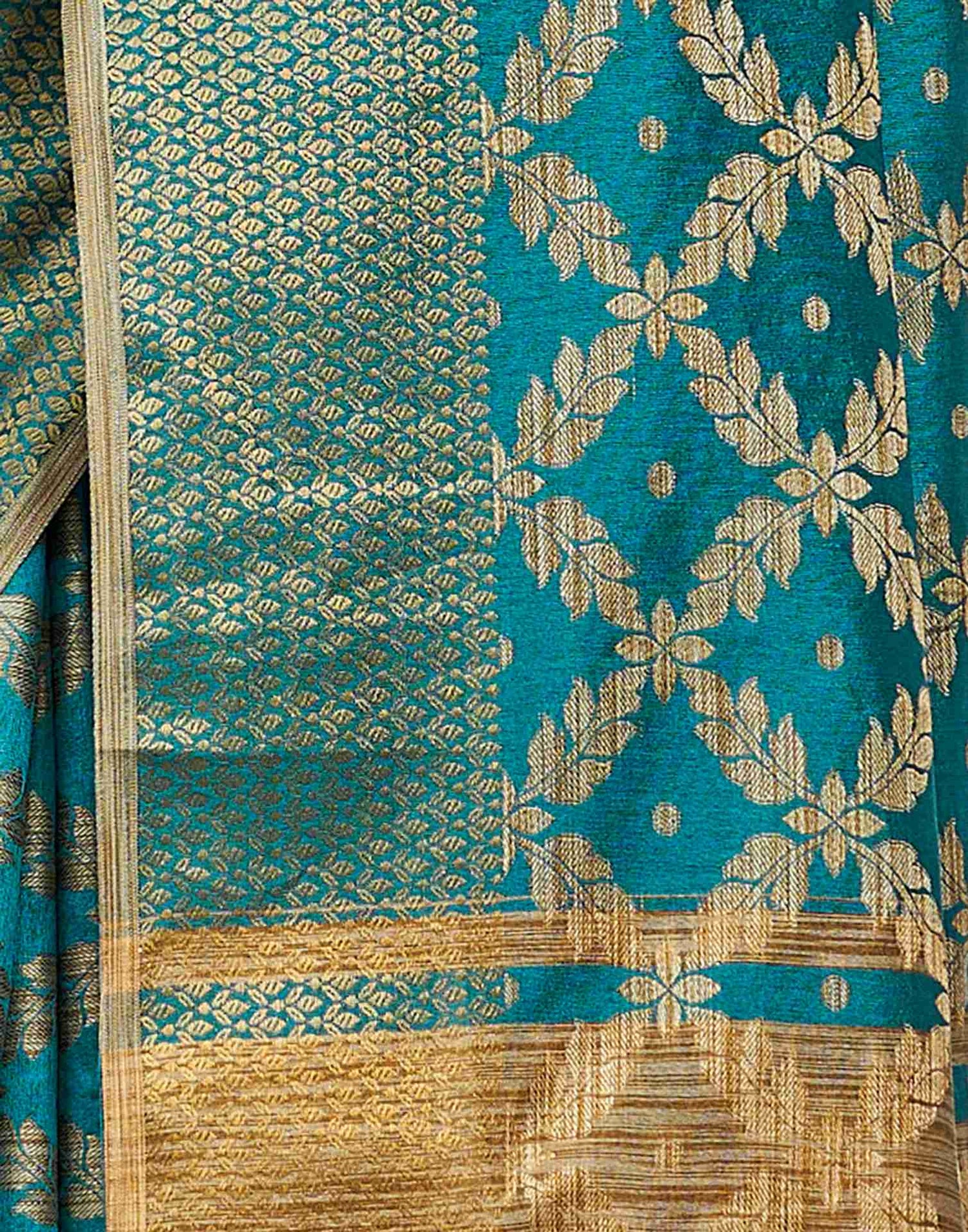 Green Coloured Banarasi Cotton Silk Saree