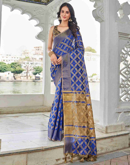 Royal Blue Coloured Banarasi Cotton Silk Saree